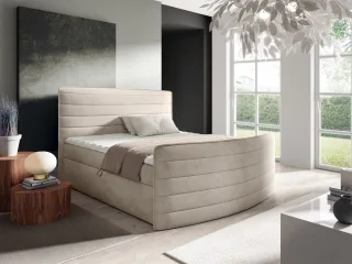 Boxspringbett Schlafzimmerbett AMBRA 180x200cm Stoff Elisa Velvet Beige