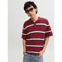 Jack & Jones Polokragenpullover JORMAINE KNIT STRIPE POLO SN Baumwolle, relaxed fit