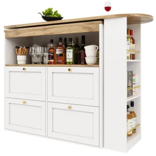Flieks Bartisch, Weiß, Holzwerkstoff, 105x102x39 cm, Esszimmer, Barmöbel, Bartische