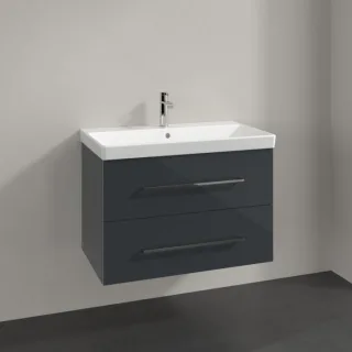 Villeroy und Boch Waschtisch-Unterschrank A89100B1 78x51,4x48,4cm, 2 Auszüge, wandhängend, Griff Chrome Glanz, Crystal Grey