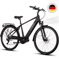 SAXXX E-Bike Trekkingrad 28 Zoll City-Pedelec für Alltag und Touren, 10 Gang SHIMANO Deore Schaltwerk, Mittelmotor, 522 Wh, (mit abnehmbarem Akku mit Rahmenschloss zu 95 % vormontiert), Komfortabel fahren mit Mittelmotor und starkem Akku