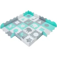 Moby-System Laufstall Schaumstoff-Puzzlematte XL 150 x 150 x 1 cm mit Rand, Mintgrün (16-tlg)