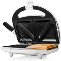 Tristar Sandwichmaker, 750 W, kleiner 2er Toaster Panini Snackmaker mit Gabel, Antihaftbeschichtung