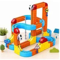 Wootoy Spielzeug-Eisenbahn Autorennbahn Lernspielzeug Zugbahn-Set Spielzeug-Zug mit USB-aufladbar, (mit Anti-Gravity-Technologie Saugnapf-Befestigung, 80-tlg., fördert Kreativität, logisches Denken und praktische Fähigkeiten), 3D-Streckensystem für B