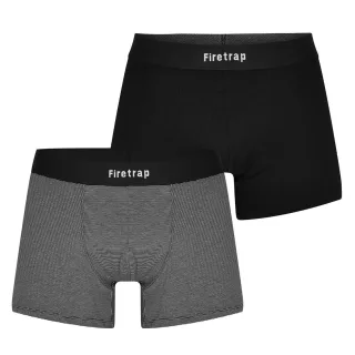 Firetrap - Boxershorts für Herren (2er-Pack) (Schwarz/Grau gestreift)