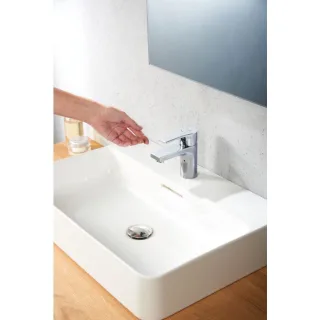 Kludi Zenta SL Waschtischarmatur 482930565WR4 mit Ablaufgarnitur, Mittelstellung Kaltwasser, Auslaufhöhe Unterkante 100mm, chrom