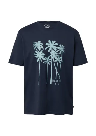 Q/S designed by - Rundhals-T-Shirt mit Frontprint blau - Gr. - S