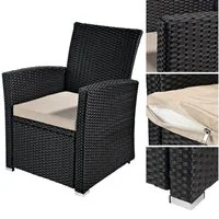 Melko Gartensessel Rattansessel Sessel Schwarz Rattan Gartenmöbel Gartensessel (Stück), Höhenverstellbar