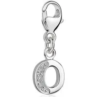 Materia Charm Buchstabe Silber Anhänger Buchstabe " O " Alphabet Zirkonia C65, 925 Sterling Silber, rhodiniert
