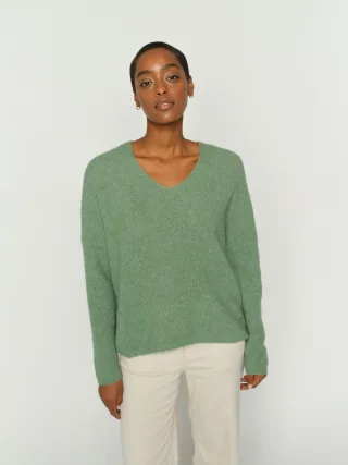 MOS MOSH - MMThora V-Neck Knit turf green - Gr. - S