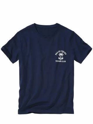 Mey & Edlich Herren T-Shirt Palm Court Tennis Club Blau 100 % Baumwolle