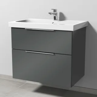 Sanipa 3way Waschtischunterbau zu Geberit iCon Light Waschtisch mit 2 Auszügen, Anthrazit-Glanz UF57479
