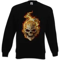 Urban Backwoods Sweatshirt Burning Skull II Sweatshirt Brennender Schädel Dead Totenschädel (1-tlg) Totenkopf Tattoo Art Rockabilly