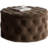 Lookway Hocker CHESTERFIELD runder gesteppter mit Staufach (1x Hocker), Durchmesser: ø70 cm