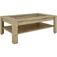 byLIVING Couchtisch RALPH, Tischplatte mit Glaseinlage, Stauraum, 1 Schubkasten, Rollschubführung