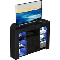 Dripex Lowboard TV Eckschrank Fernsehtisch Hochglanz mit LED 100x40x68 cm, Schwarz