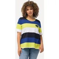 Ulla Popken T-Shirt T-Shirt Ringel Herz-Stickerei Rundhals Halbarm