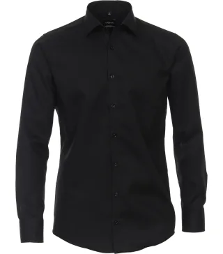 VENTI - Twill Hemd uni 001880 schwarz - Gr. - 42