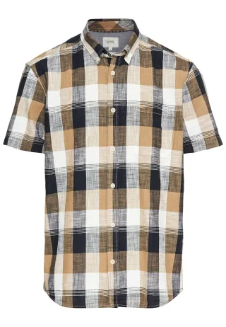 camel active - Kariertes Kurzarmhemd aus reiner Baumwolle wood - Gr. - M