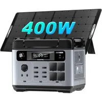 OUKITEL Stromerzeuger P2001E Pro 3200W Tragbare Powerstation, 3,2 in kW, (LiFePO4-Akku, Mit 400W Solarpanel), Solargenerator mit 4 AC-Ausgängen 3200W, für Camping,Wohnmobil,Notfall