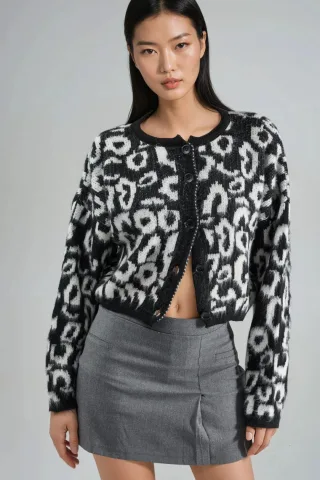 Leopardenmuster Button-Up Cardigan
