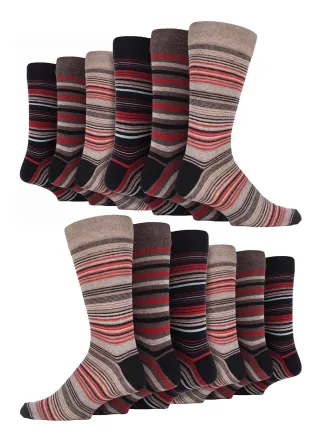 12 Paar Multipack Herren Baumwolle bunt gestreiften Kleid Socken | Socken Snob | gemusterten Business Casual Dress Socken - Rom