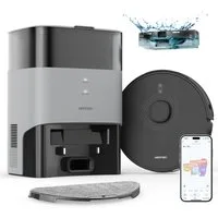 AIRROBO Nass-Trocken-Saugroboter L40+ Roboterstaubsauger mit Wischfunktion und Absaugstation, 50 W, 5500 Pa Saugkraft, 75 Tage freihändige Reinigung, USLAM LiDAR-Navigation, 3-in-1 Saugen & Wischen, 180 Min. Laufzeit
