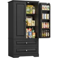 Homfa Mehrzweckschrank Küchenschrank Vorratsschrank Buffetschrank Speiseschrank mit 8 Türregalen, 2 Schubladen, 60x40x120cm