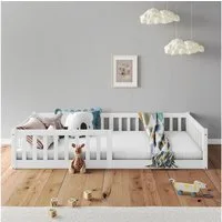 IDIMEX Hausbett GUSTAVO, Bodenbett mit Rausfallschutz Kinderbett Montessori