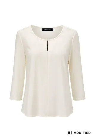 FRANK WALDER - Shirt FROZEN EDITION mit Schmuckdetail ivory - Gr. - 46