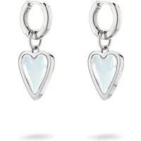Liebeskind Berlin Paar Creolen Schmuck Ohrringe mit abnehmbaren Herz-Einhängern Glass Heart, mit Glasstein