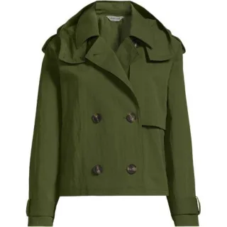 Kurzer Trenchcoat mit Kapuze für Damen, Damen, size: regular, Grün, by Lands' End