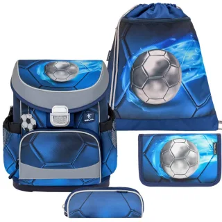 Belmil Schulranzen Set MINI FIT 4tlg. für kleinere Kinder Football 4 (Motiv: Fußball)