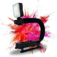 TronicXL Kamerahalterung Kamera Video Action Handgriff Stabilisator mit LED Videolampe Griff