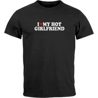 MoonWorks Print-Shirt Herren T-Shirt I love my hot Girlfriend Herz Fun-Shirt Spruch lustig mit Print