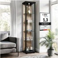 K-Möbel Glasvitrine C1014 (Glasvitrine (176x37x33 cm) mit 1 Glastür) Glasvitrine stehend