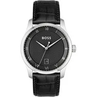 BOSS Quarzuhr PRINCIPLE 1514122, Herrenuhr, Armbanduhr, Datum, Lederarmband