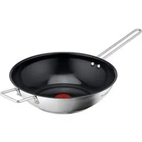 Tefal Wok Nordica, beschichtete Wokpfanne Induktion Ø 28 cm, Thermo-Signal, Edelstahl, minimalistisches Design, robuster Griff, für alle Herdarten, H87119