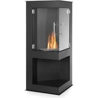 Moritz Dekokamin Wandkamin 95 x 58 x 39 cm Eckkamin 1 Liter Brenner, Ethanolbrenner Glasfeuer Terrassenfeuer Kamin
