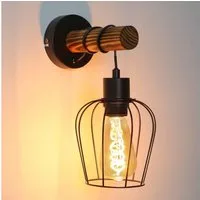 Nettlife Wandleuchte Holz Innen Wandlampe Vintage Schalter, mit Schalter, ohne Leuchtmittel, für Schlafzimmer Wohnzimmer Flur ein wunderbares Weihnachtsgeschenk