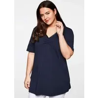Sheego T-Shirt Longshirt Kurzarm mit Raffung