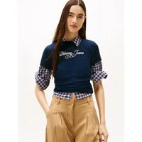 Tommy Jeans Kurzarmshirt TJW SLIM ESS LOGO 1 RIB TEE EXT in gerippter Struktur