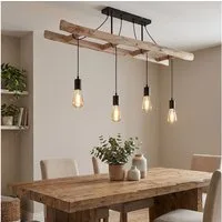 GLOBO LIGHTING Hängeleuchte, Leuchtmittel nicht inklusive, Retro Pendelleuchte Holzleuchte Vintage Hängelampe Holz Hängeleuchte