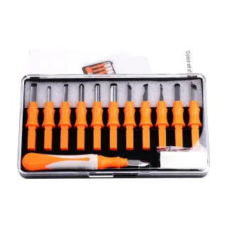 12 Pcs Portable Wood Carving Knife Kit with Whetstone Interchangeable Blades for Paper Cutting Fruit Carving Scrapbook M