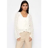 SASSYCLASSY Blusenjacke Spitzen Blusenjacke mit Bindebänder Damen Leichtes Jäckchen mit tiefem V-Ausschnitt und ausgestellten Ärmeln