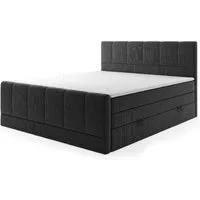 M-Punkt24 Boxspringbett Ibiza (Grau oder Schwarz, Liegefläche 180 x 200cm, inkl. 7 Zonen Taschenfederkernmatratze), mit Bettkasten, Topper, Fußteil