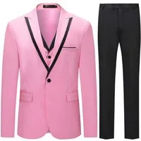 Allthemen Anzug (3 tlg) Slim Fit Elegante Anzüge mit Spitzen Revers