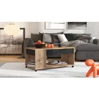 Home affaire Couchtisch Mayenne Kaffeetisch, 101 cm, rechteckig, modern design, mit rollen, mit Schublade, mit dekorativen schwarzen Streifen, in Artisan Eiche