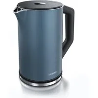Arendo Wasserkocher aus Edelstahl, Temperatureinstellung 40°–100°C mit Anzeige, Doppelwand, 1,5 l, 2200 W, Teekocher mit Temperaturanzeige, in 5 °C-Schritten einstellbar