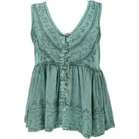 Guru-Shop T-Shirt Top Boho chic, besticktes Top - türkis Festival, Ethno Style, alternative Bekleidung